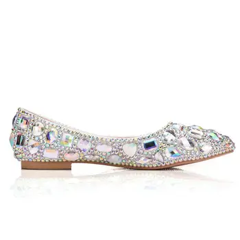 Crystal karalienė Pažymėjo tne vestuviniai bateliai spalvingas kalnų krištolas butai seklių burną butas kulnas vestuvių batai kristalų butai moterų batai