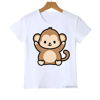 Laiminga Beždžionė animacinių filmų spausdinti marškinėlius vaikams mielas juokingas beždžionė vaikų marškinėliai mergaičių/berniukų gimtadienio dovana, t-marškinėliai, unisex, vaikams, drabužiai, topai