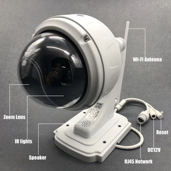 OwlCat Lauko Gatvės Vandeniui WiFi Dome PTZ IP Kamera, Wireless Smart Wi-Fi Kamera 5X Zoom Garso Kalbėti SD VAIZDO Stebėjimo Kameros