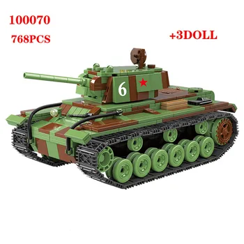726PCS Karinio Rusijos KV-1 Bakas Blokai WW2 Karinis Tankas Armijos Karių Skaičiai Ginklų dalių Plytų Žaislai Vaikams