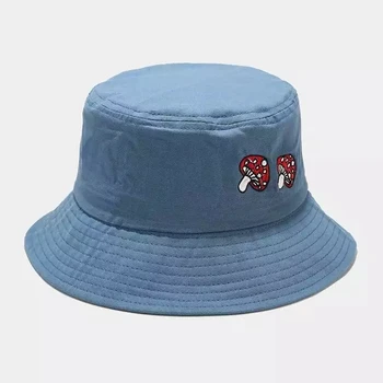 Mados Unisex Grybų Siuvinėjimo panama Kibirą, Skrybėlės, Sulankstomas Anti-deginimasis Saulėje Skrybėlės, Kepurės Hip-Hop Žvejybos Bžūp Kapelusz