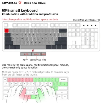 Gk61 gk61x 60% užsakymą mechaninė klaviatūra rgb jungiklis, šviesos diodų, karšto swapping lizdas galinga programinė įranga, c tipo pcb padalinta tarpo