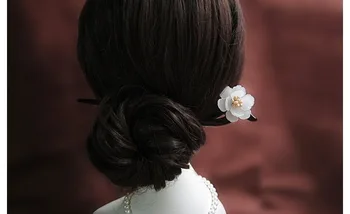 Raudonmedžio Plaukų Stick Kinijos Lazdos Gėlavandenių Perlų Papuošalai Ranka Raižyti Derliaus Gėlių Kietas Medinis Plaukų Aksesuarai WIGO0401