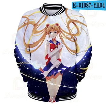 Sailor Moon Beisbolo Vienodas Mokyklos Hoodies Palaidinės Karnavalas Hoodies Preppy Striukė Moterims Mergina Gana 3D Coat Cosplay Kostiumas