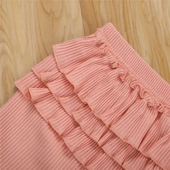 2020 KidsBaby mergaičių drabužių rinkiniai ilgomis rankovėmis Apvalios Kaklo Palaidinė Pynimas Sijonas, Kelnės 2 vnt Kietas komplektai rinkinys