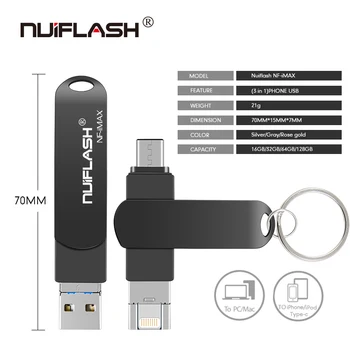 3 1. U-disko 32G 64G USB Flash Drive, Apšvietimo Micro B USB3.0 Sąsaja Flash Disko Parama IOS/Andriod/VNT Sistemos