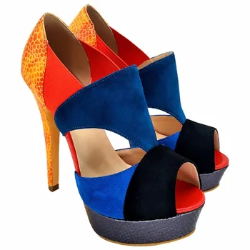 Shofoo batai.Gražių madingų moterų batai, įvairių spalvų odos deriniu, stiletto basutės, moteriški bateliai.DYDIS:34-45