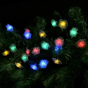 Rožių Žiedų LED Styginių Šviesos AC220V ES Kištuku LED Vestuvių Sodas Šalis Girliandą Valentino Dienos, Kalėdų Medžio Apdaila Žibintai