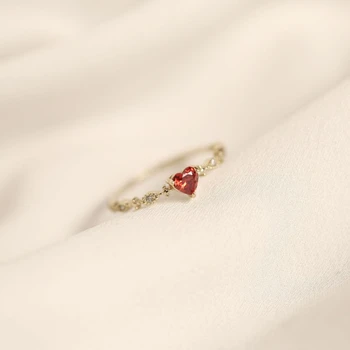 Sterlingas Sidabro 925 Žiedas Raudonos Širdies CZ moteriški Žiedai, Sužadėtuvių, Vestuvių Pareiškimą Fine Jewelry Mergina Dovanos 2020 Anillos Anelli