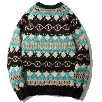 2020 Vintage Megztinis Modelis Knittwear O-neck Sweater Mens Streetwear Megztinis Hip-Hop Negabaritinių Pora Atsitiktinis Retro Megztiniai