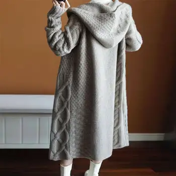 Žiemos Elegantiškas Žiemos Paltai Laisvi megztiniai Megztinis Džemperis su Gobtuvu Extra Soft High-end Megztinis Mezgimo Paltai moterims Paltas