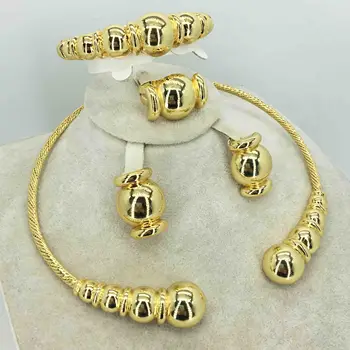 Dubajaus aukso karoliai, auskarai kolekcija mados Nigerija vestuvių Afrikos perlų papuošalų kolekcija italijos moterų papuošalų rinkinys