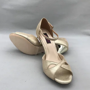 Seksualus, Elegantiškas, Flamenko Šokių Bateliai Argentinos Tango Batai pratice batai MST6226GL Oda Sunku Vienintelis 7.5 cm 9cm kulno galima