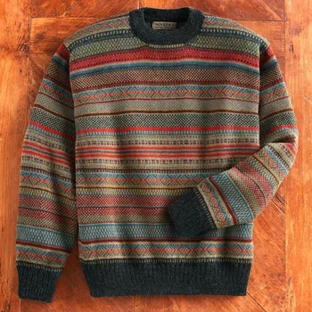 Vyrai atsitiktinis megztinis laisvas megztinis ilgomis rankovėmis viršų išlaikyti šiltas apvalios kaklo šiek tiek elastinės juostelės rudenį ir žiemą