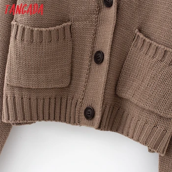 Tangada moterų 2020 m. rudens žiemos cardigan vintage megztinis lady mados negabaritinių megzti megztinis kailis QJ169