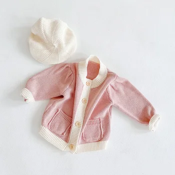 MILANCEL 2020 m. rudenį naujų kūdikių berniukų drabužiai sluoksniuotos rankovėmis kūdikiams, mergaitėms megztinis priekinė kišenė kūdikių trikotažas bamblys berniukai susagstomi megztiniai