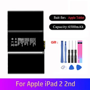 Planšetinio kompiuterio Baterija Apple iPad 2 2 Kartos A1395 A1396 A1397 Pakeitimo Nešiojamas Baterijas Bateria 6500mAh su nemokamais Įrankiais